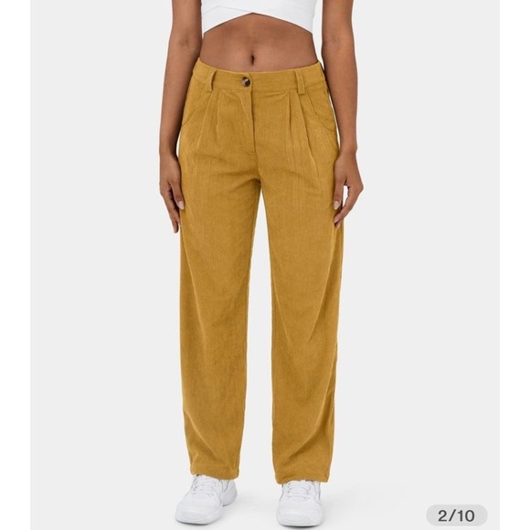 Halara Mid Rise Button Zipper Side Pocket Corduroy Casual Pants - Picture 2 of 13